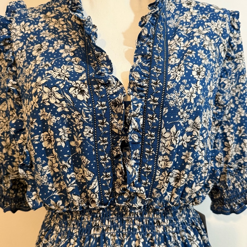 Max Studio Blue and White Floral Maxi Dress - Picture 3 of 7
